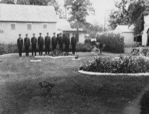 Firefighters on the grounds, 1932