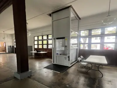 The lift to the second floor